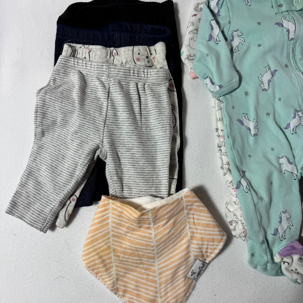 Mixed Baby Girl Clothing Lot Sleepers Tutu Dress Leggings Copper Pearl Bib Set